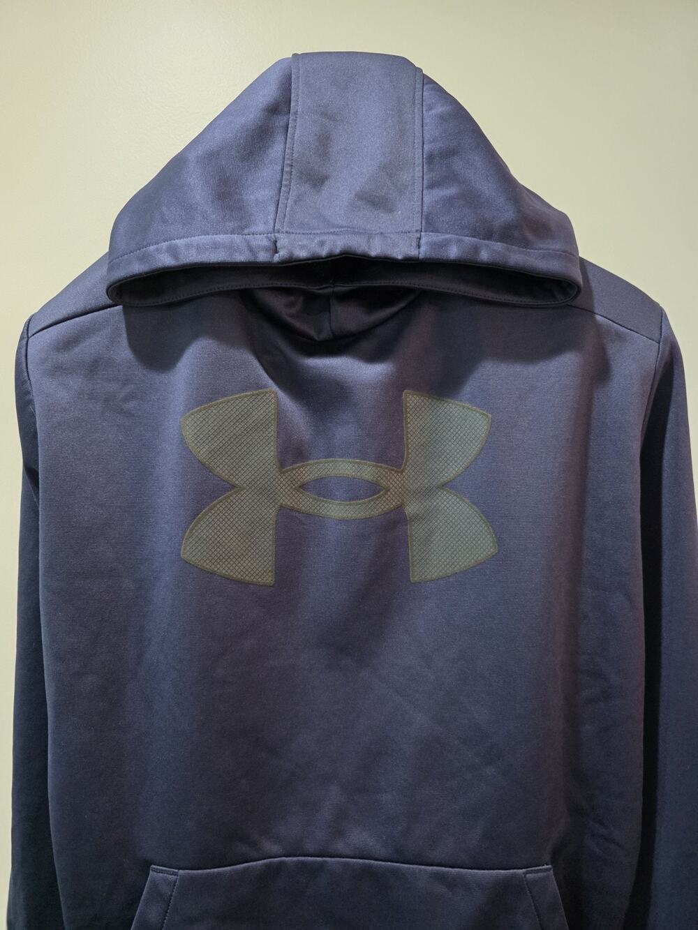 Under Armour Hoodie Mens Large Navy Blue Loose Fit Big Logo Pullover Sweatshirt